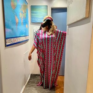 Robe africaine one size rose robe foulard vien avec une écharpe